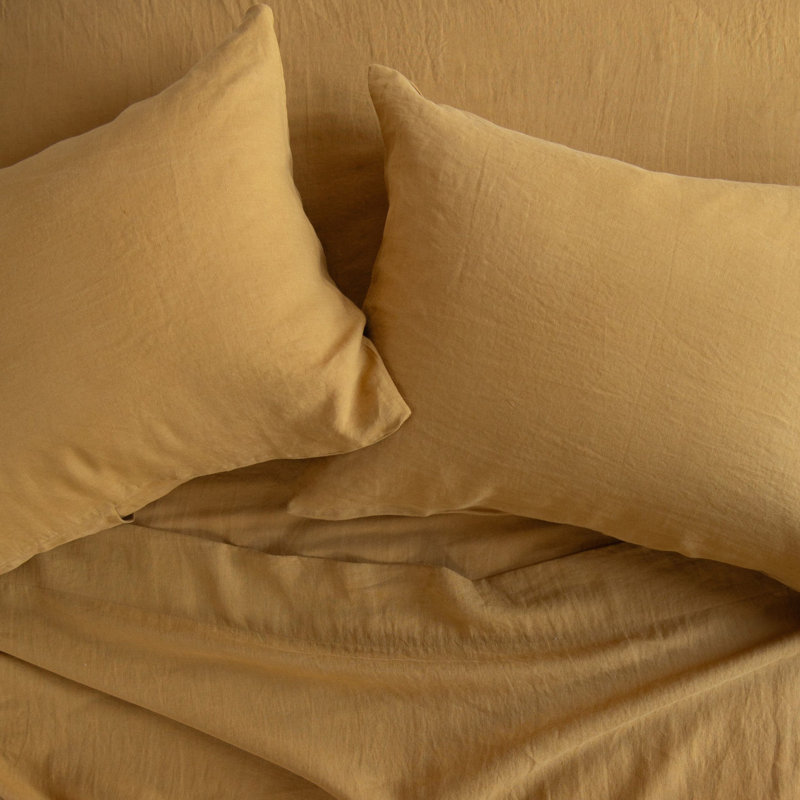100% French Linen Pillowcase Set, Honey, King Pillowcase