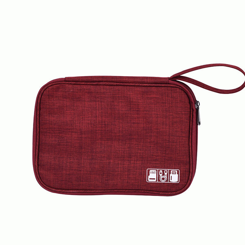 Backpack Digital Storage Bag USB Data Cable Organizer,Data Cable Storage Box, Wine