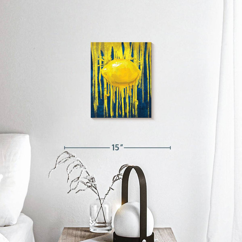 «Lemon Paint Drip» sur toile, H 10 po x l 8 po x P 1 po
