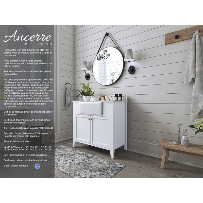 Adeline 36'' W Single Vanity, White
