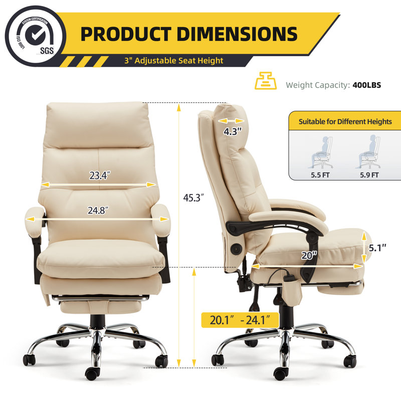 Megaan Executive Chair with Headrest, Beige