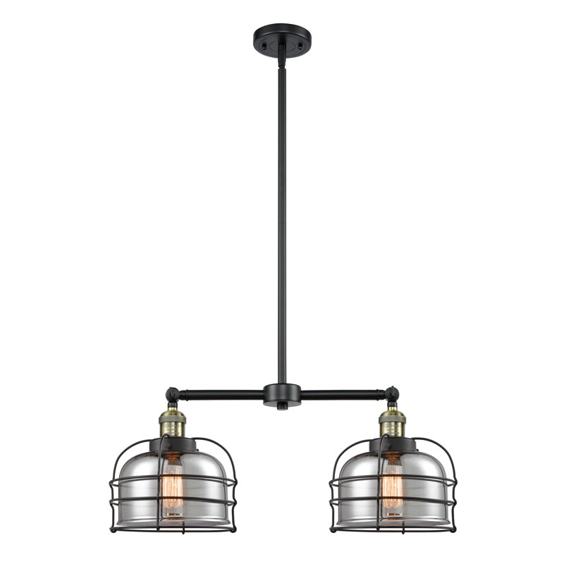 Shufelt 2 - Light Kitchen Island Pendant, 6 Watt Vinage LED Bulb, Plated Smoke, Black Antique Brass