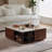 Solid wood travertine rock plate coffee table