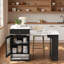 Îlot de cuisine avec table de salle à manger extensible, rangement double face, 2 tiroirs, prise de courant et tablettes latérales ouvertes-520303231
