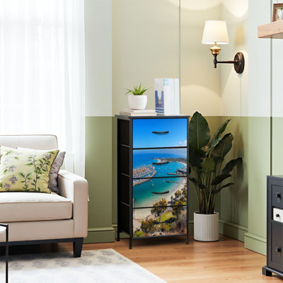 4 Drawer Dresser for Bedroom, Narrow Chest of Drawers, Wooden Top and Study Iron Frame 18"x37.5"-(WxH)