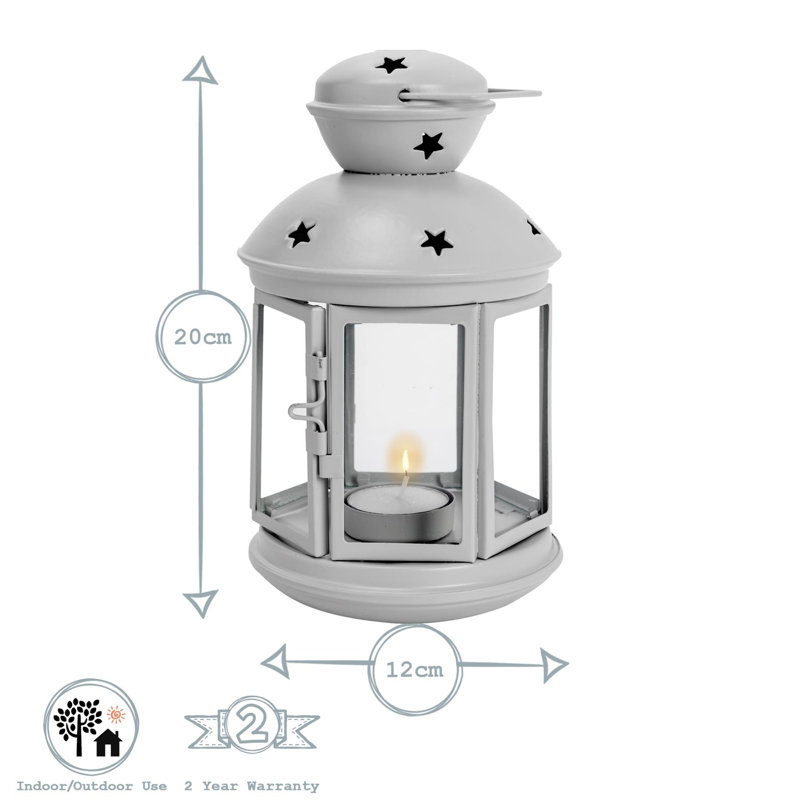 Nicola Spring - Metal Hanging Tealight Lanterns, 20" H x 12" W x 12" D, Grey