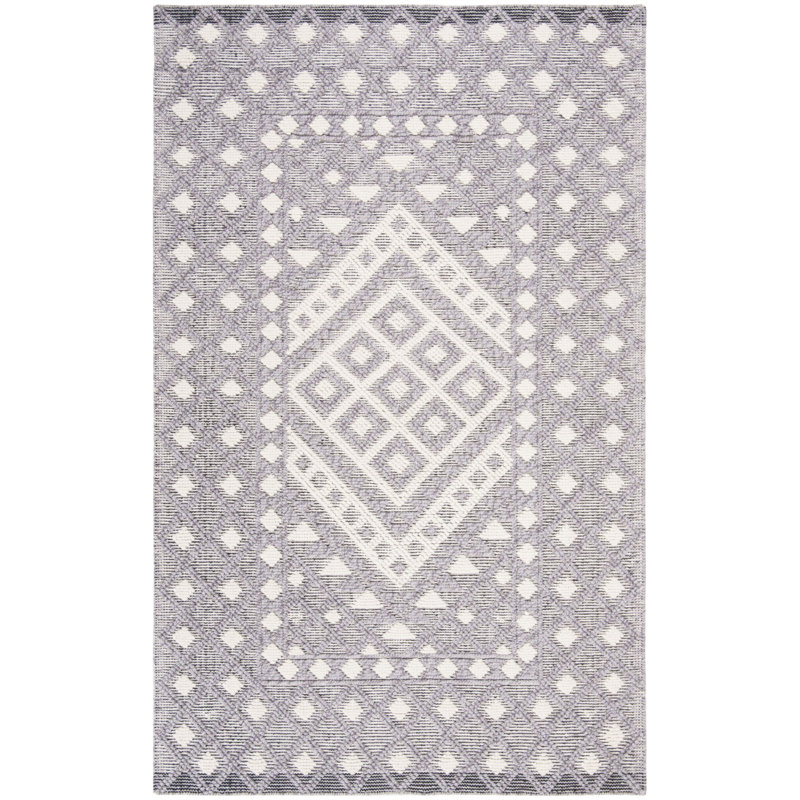 Seguin Natura Hand Woven Wool/Cotton Geometric Rug in Gray, Rectangle 6' x 9'