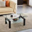 Table basse de salon en verre trempé transparent, 2 couches