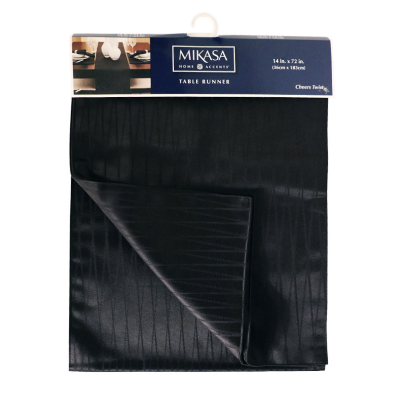 Chemin de table Mikasa Home Accents Cheers Twist, noir, l 14 po x L 72 po, Noir
