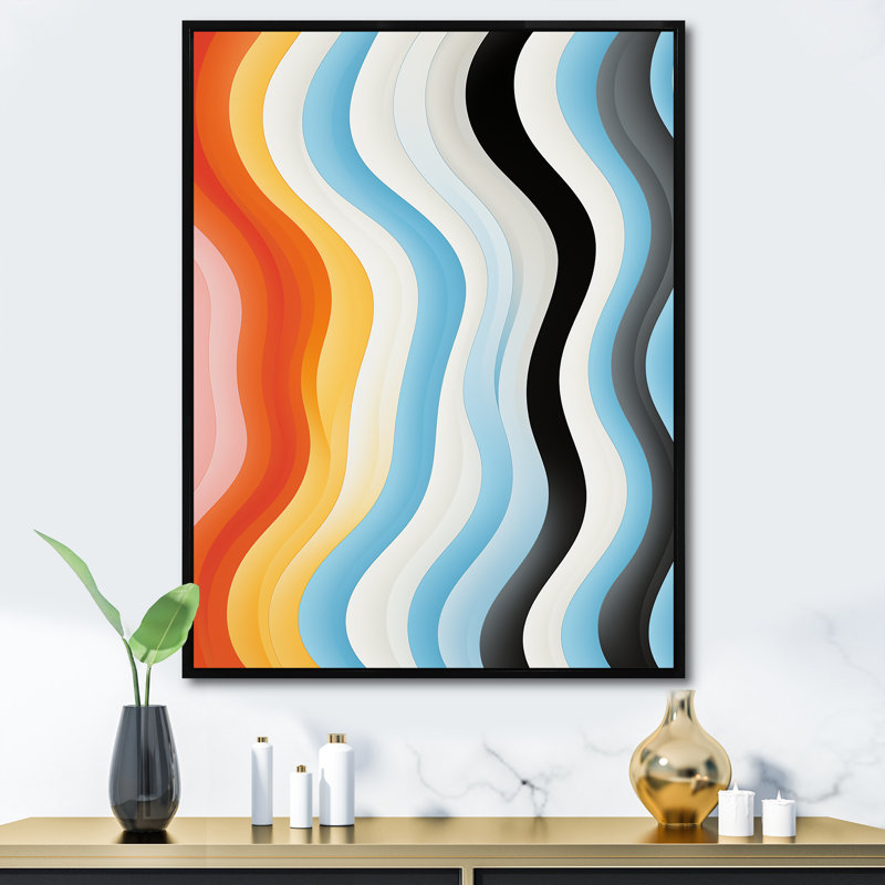 Impression sur toile, Opt Opt Line Delirum I, Cadre flottant noir, H 44 po x l 34 po x P 1,5 po