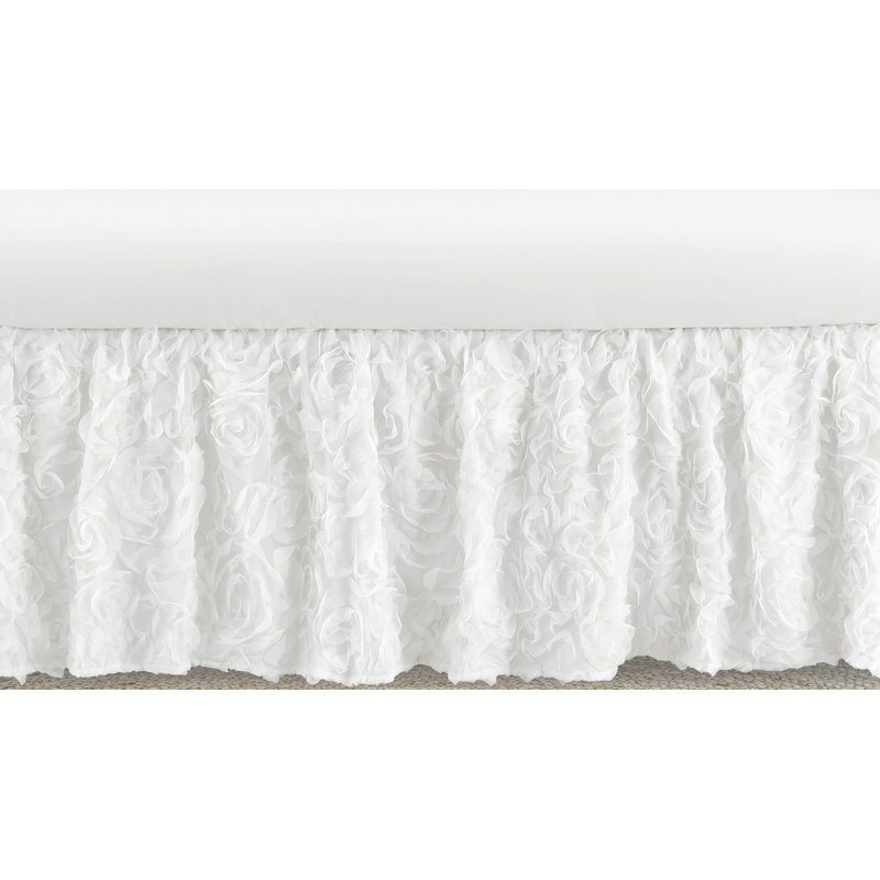 Volant floral pour lit de bébé, Blanc