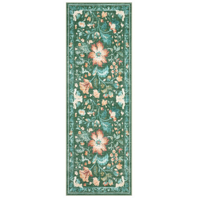 Tapis lavable antidérapant à motif floral pour le salon ou la chambre à coucher - Tapis pliant, facile à nettoyer pour animaux de compagnie - Décoration intérieure