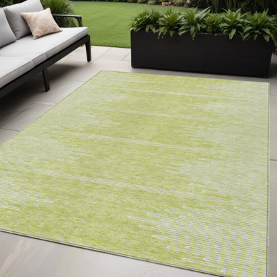 Tapis extérieur lavable abstrait vert et ivoire artichaut 5 pi x 8 pi