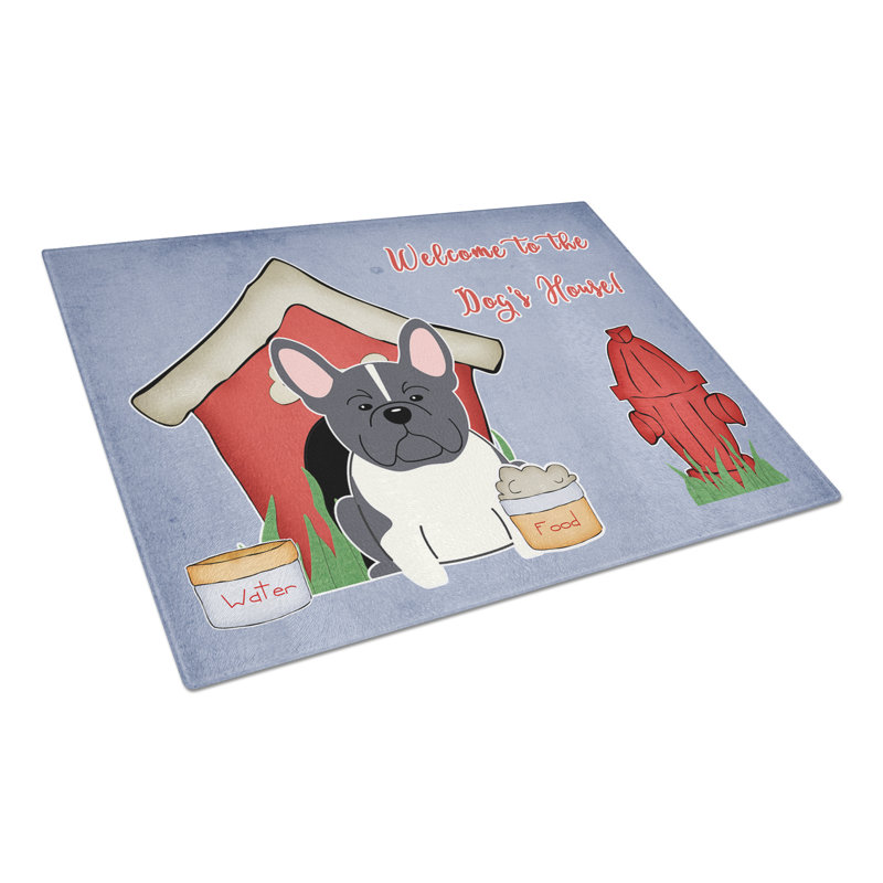Caroline's Treasures Dog House Glass French Bulldog Cutting Board, Black/White
