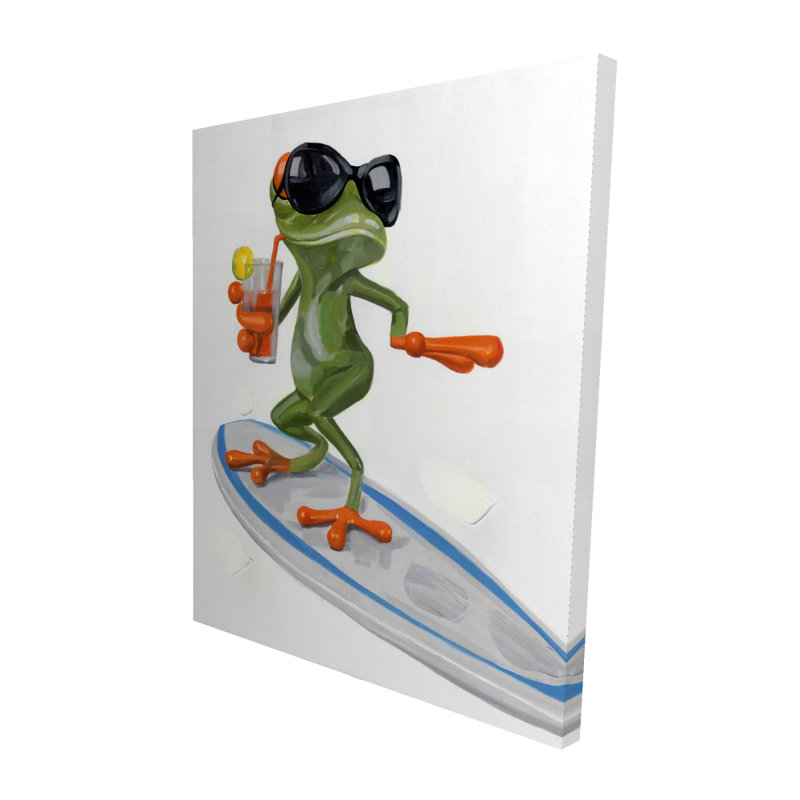 Funny Frog Surfing - Contemporary Canvas for Home Decor