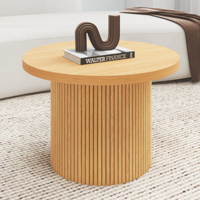  Solid Wood  Coffee Table Drum Pedestal Round  Coffee Table 90cm