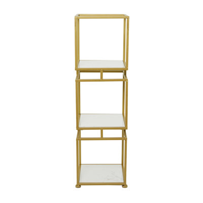 Osbie Marble Gold Storage Shelving Unit with 3 Marble Shelves