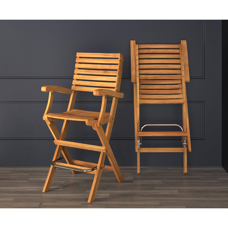 Tabouret de bar de patio 36 po en bois d’acacia Cull