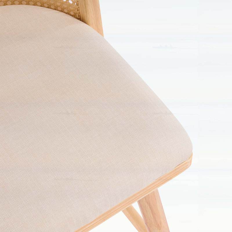 Tabouret de comptoir d'intérieur rembourré en bois, ensemble de 2, avec dossier en rotin et siège moelleux pour plus de confort et de style