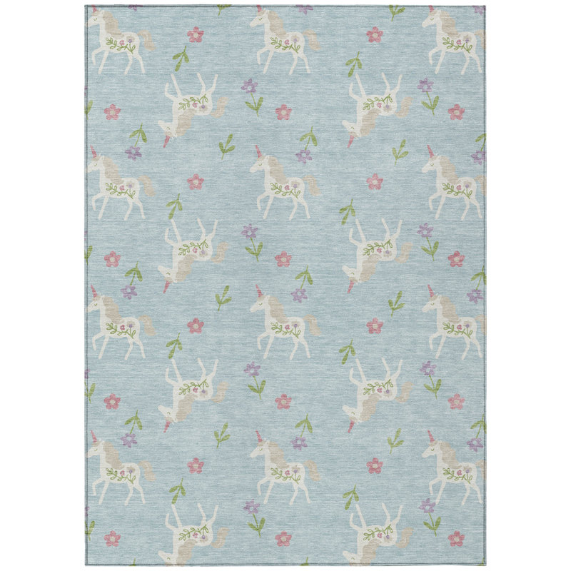 Machine Washable Indoor/Outdoor Chantille ACN2657 Kids Rug, Sky, 2'6" x 3'10"