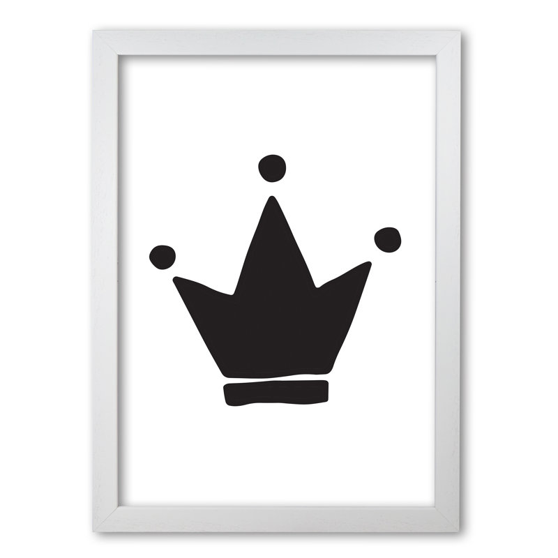 Black Crown - Painting, 42 cm H x 30 cm W x 5 cm D, White Grain Frame