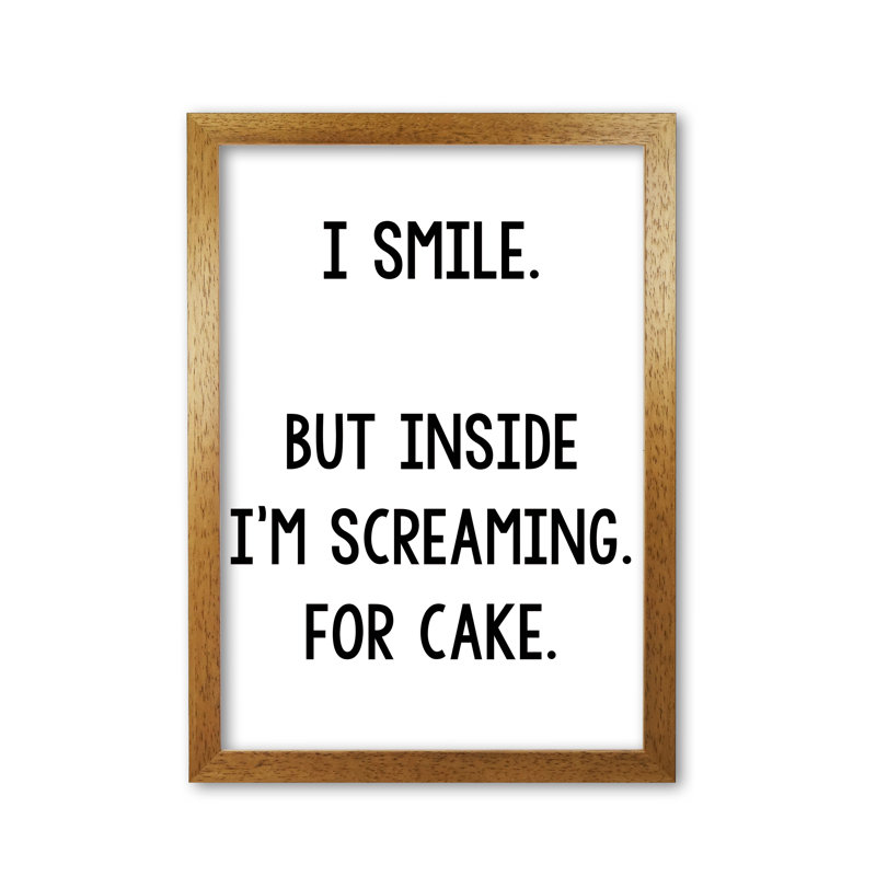 Screaming For Cake - Print, Honey Oak Frame, 85 cm H x 60 cm W x 5 cm D