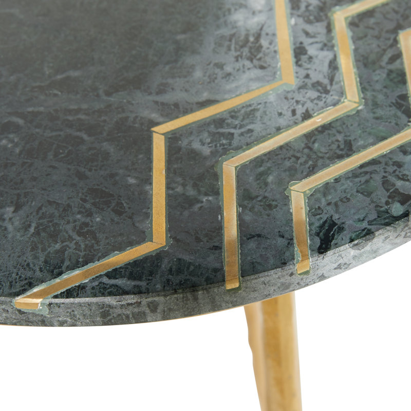 Erhart Ceramic Side End Accent Table with Black Marble Top