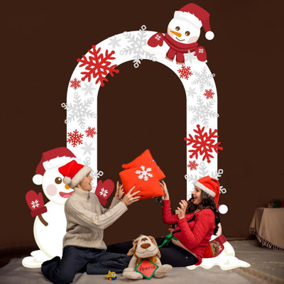 Bannière de Noël bonhomme de neige porte flocons de neige fête porche bannières Noël hiver photo fond accessoires pour porte salle de classe enfants chambre décoration de fête fournitures