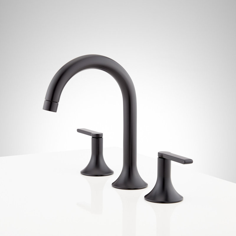 Lentz 1.2 GPM Widespread Bathroom Faucet with Lever Handles, Matte Black, Lever Handle