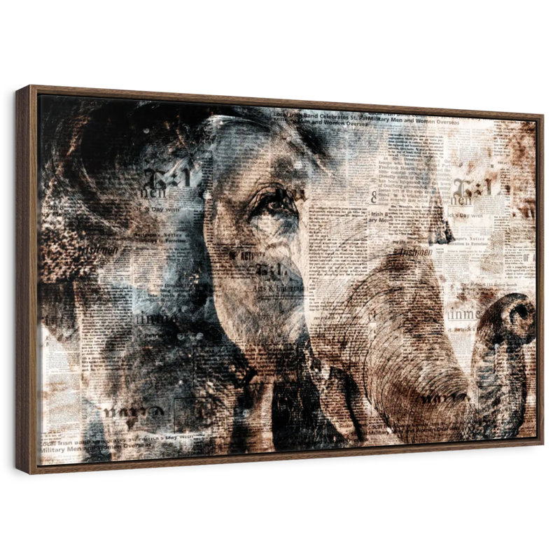 Textured Elephant, 37" X 25", Floating Frame Walnut