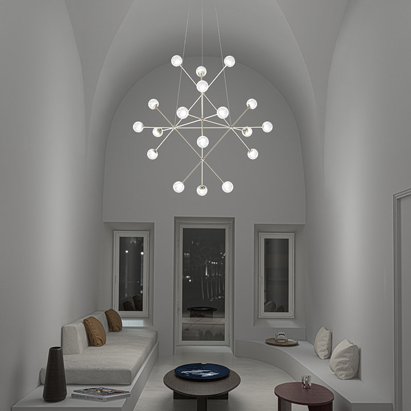 Proton 18 - Light LED Chandelier, Polished Black Nickel, Smoke