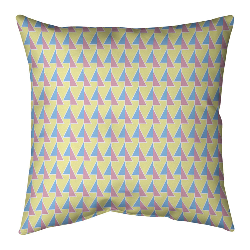 Motif de flèches décalées Coussin décoratif, H 20 po x l 20 po, Bourre en polyester, Bleu/rose