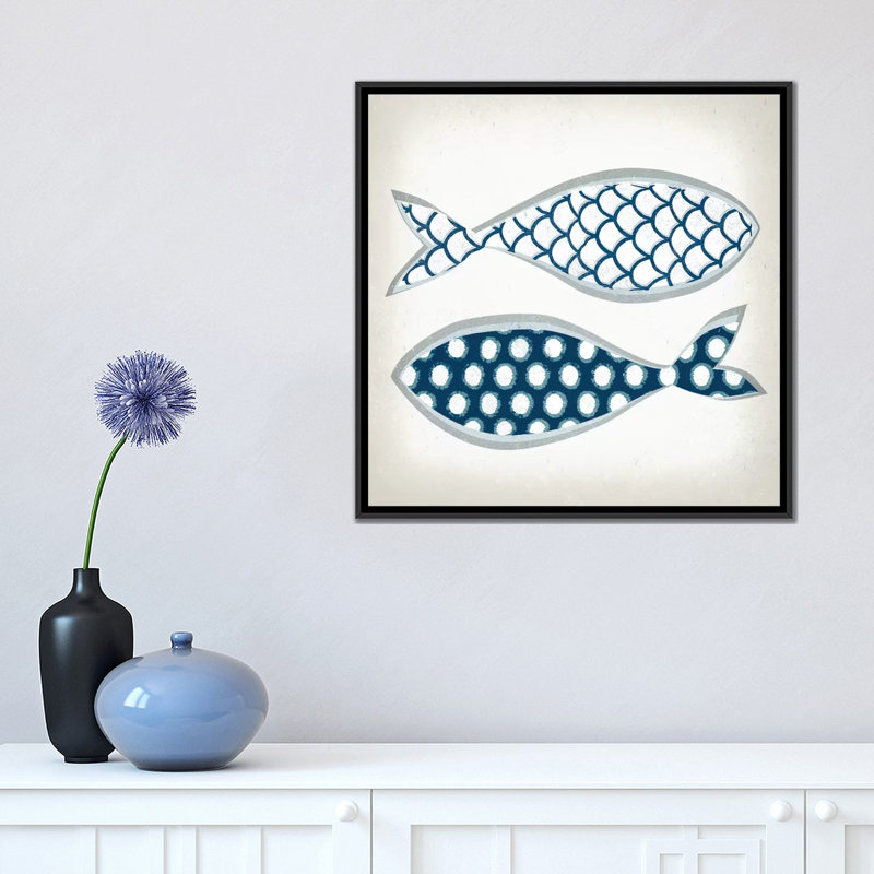 Fish Patterns II by Tandi Venter - Gallery-Wrapped Canvas Giclée, 18" H x 18" W x 1.5" D, Black Floater Framed Canvas, No Mat