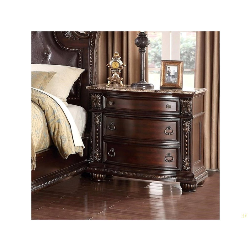 Table de chevet à 3 tiroirs avec table en bois massif 1pc