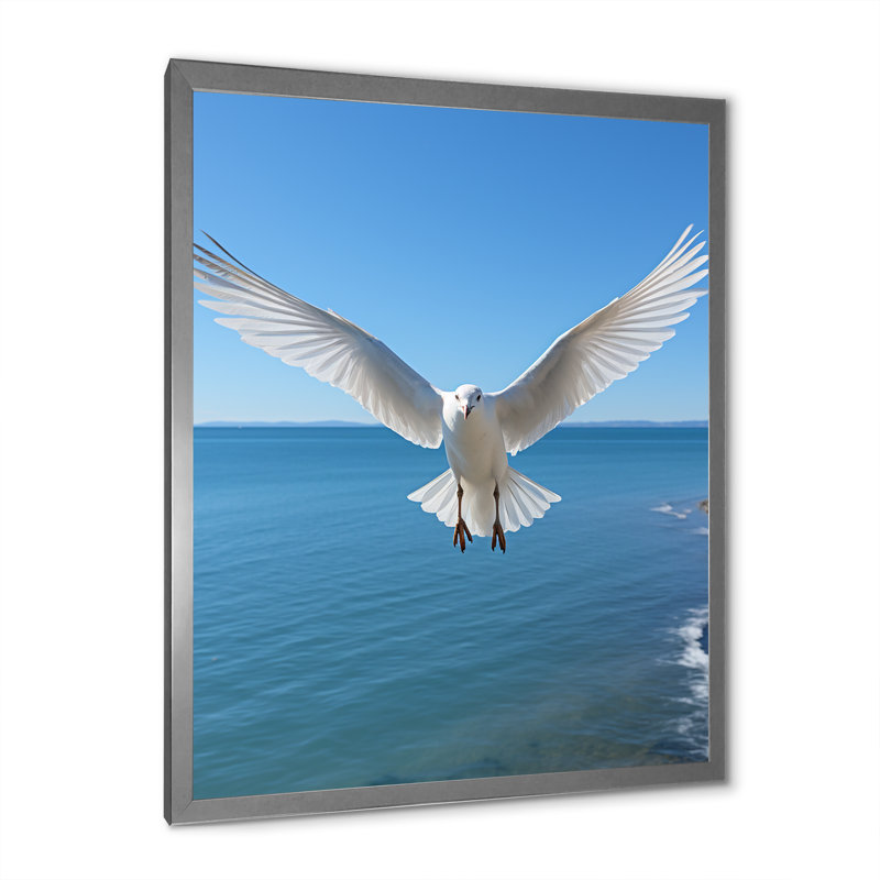Seagull Costal Horizon I - Nautique et plage, impressions sur toile, H 44 po x l 34 po x P 1,5 po, Cadre photo argenté