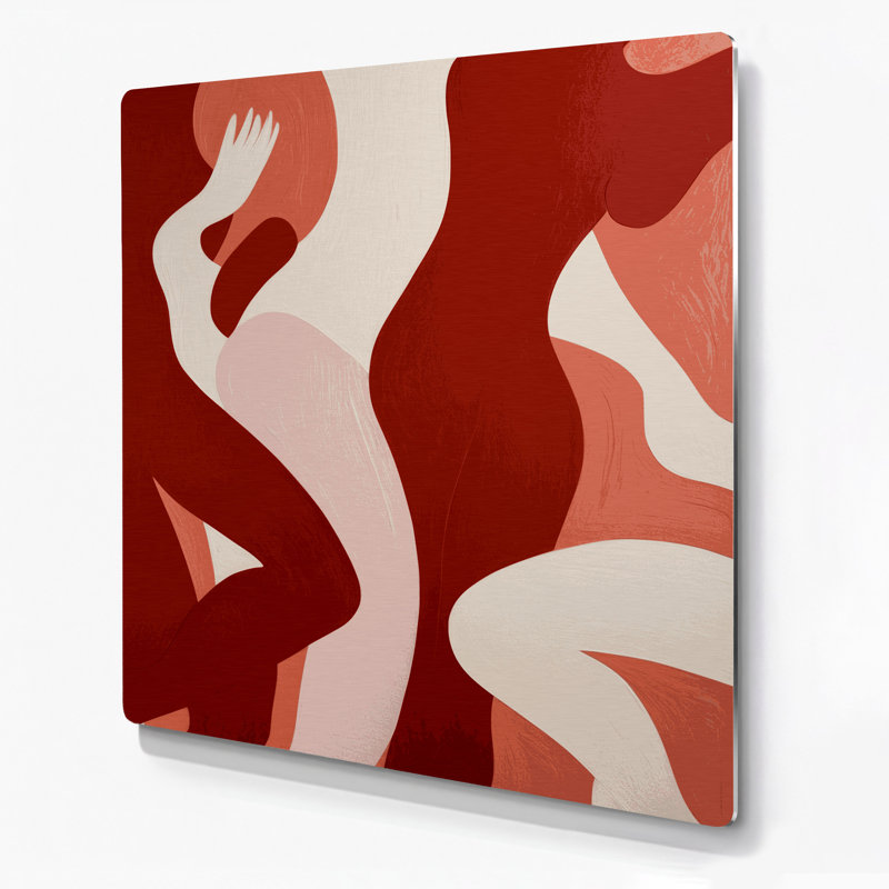 Art mural abstrait en métal rouge figuratif 10, H 16 po x l 16 po