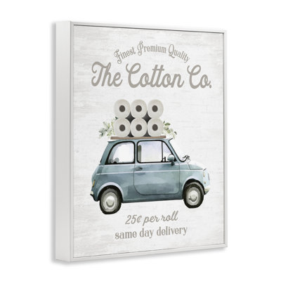 Cotton Toilet Paper Delivery Framed Giclee, design by Lettered and Lined