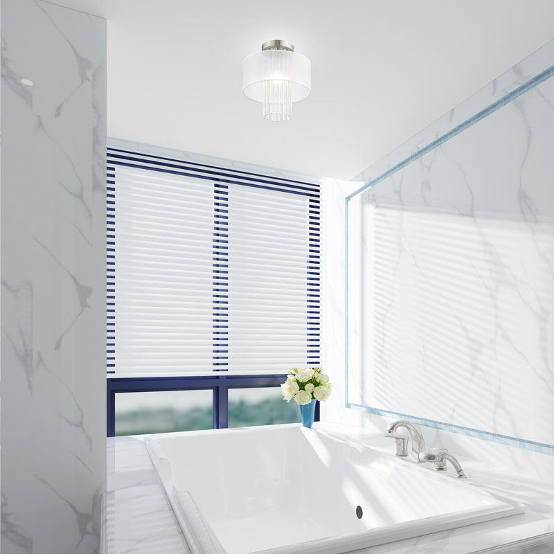 Hanson Fabric Semi Flush Mount, 12.5" H x 11'' W x 11'' D, Translucent