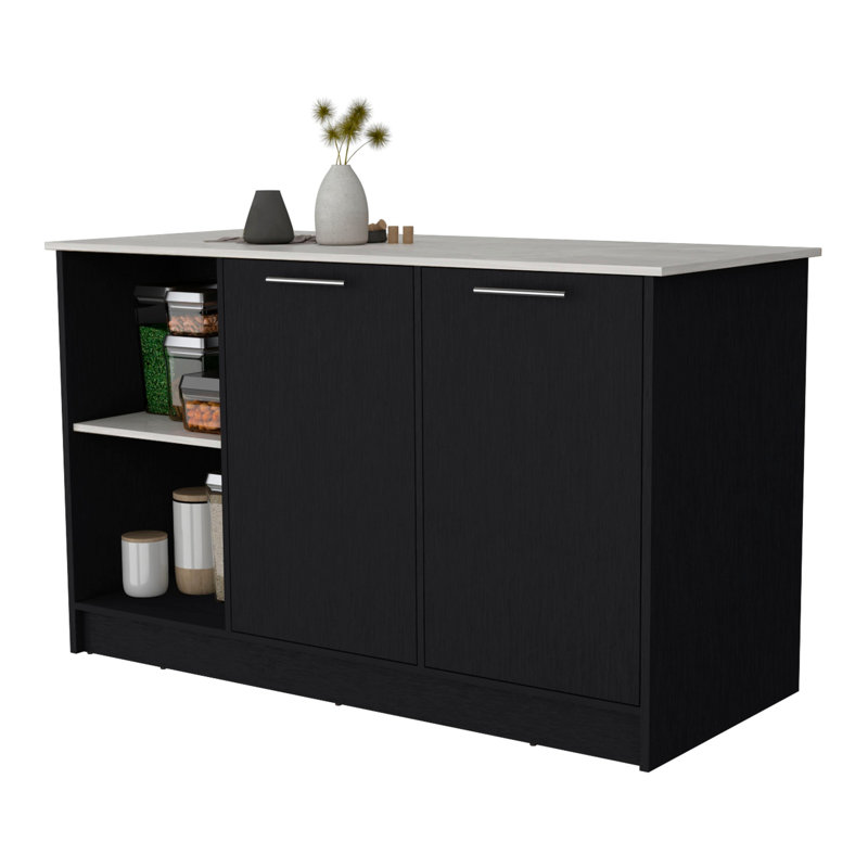 Spacious Kitchen Island In Black And , Improve Workflow Organization Optimize Function