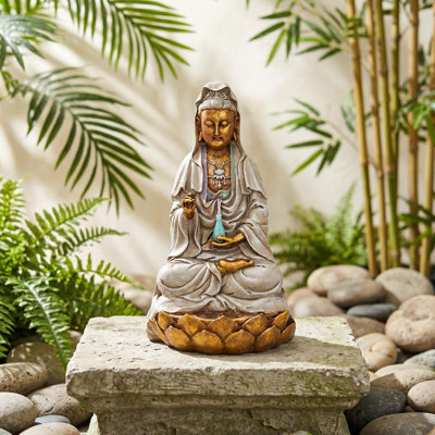 Goddess Guan Yin Seated on Lotus Statue