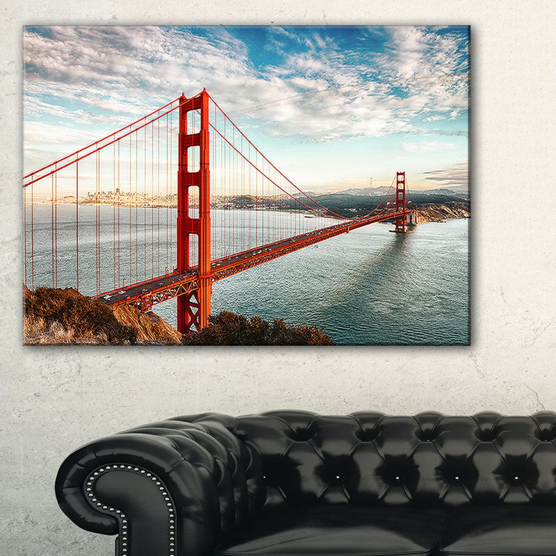 «Golden Gate Bridge in San Francisco» - reproduction, H 8 po x l 12 po x p 1 po, Toile tendue