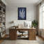 Plantes et fleurs, motif floral blanc sur fond bleu marine