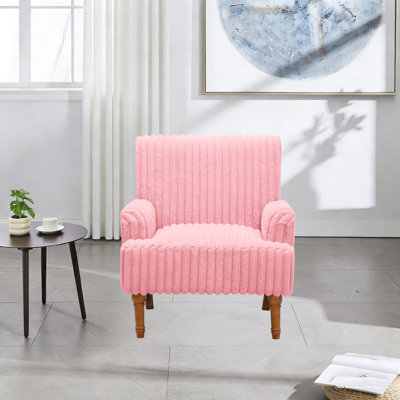 Fauteuil d'appoint confortable pour le salon, fauteuil de lecture rembourré de style Mid-Century avec pieds en bois massif, canapé de salon Mid-Century large pour chambre à coucher