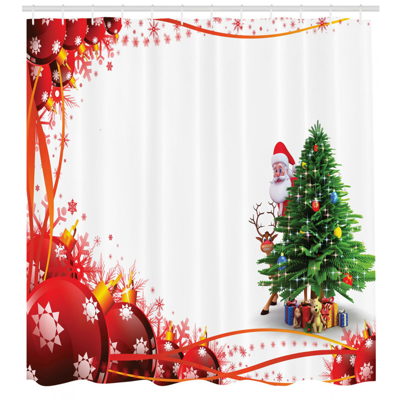 Ensemble de rideau de douche Santa + crochets, H 69 po x l 105 po