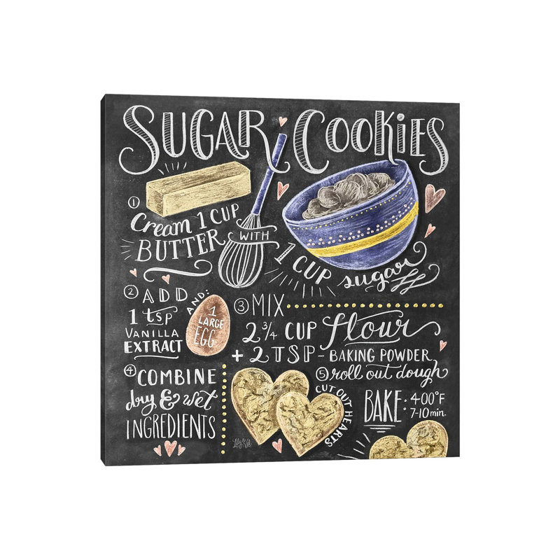 Sugar Cookies Recipe - Print on Canvas, 30.48 cm H x 30.48 cm W, Wrapped Canvas