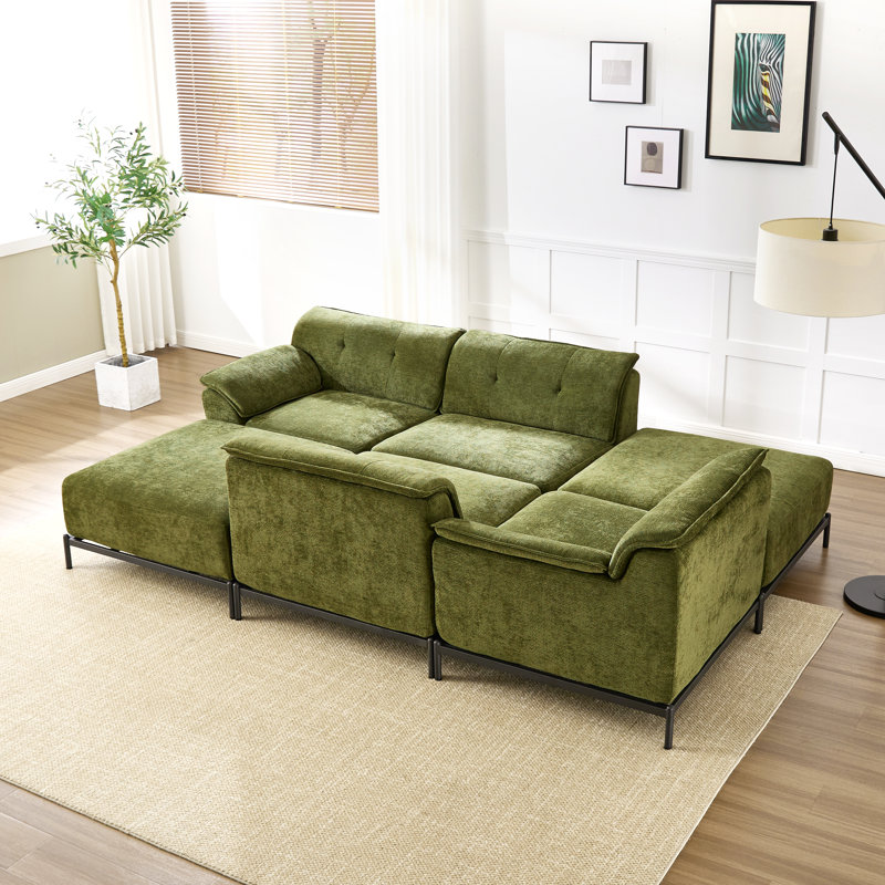 Canapé-lit modulaire en chenille Modern, Vert