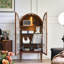 Armoire vitrée en bois massif 27,56 po, buffet courbé de couleur noyer bois de frêne blanc, vitrine d'entrée de style Mid-Century