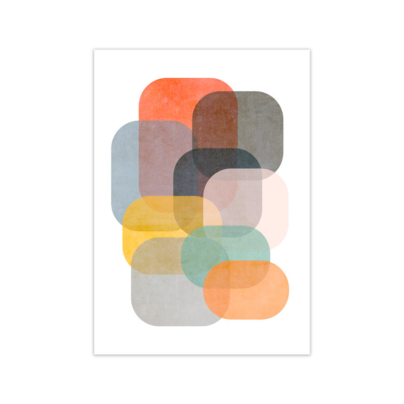 Colourful Abstract Shapes A - Print, No Frame, 84cm H x 59cm W x 1cm D