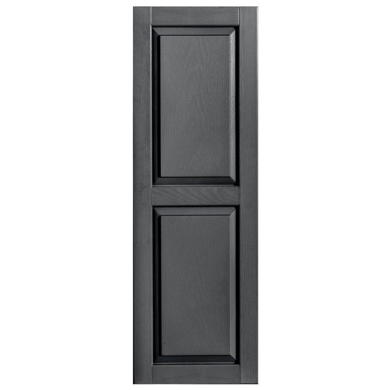 Volet extérieur à panneau surélevé en vinyle simple, Gris, 16 po, 64 po
