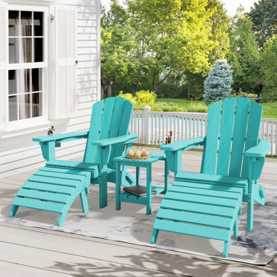 Dalson 5-Piece Plastic Adirondack Chair with Side Table and Ottomans by Winston Porter